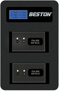 شاحن USB ببطارية مزدوجة EN-EL14 (بلون أسود، 200 جرام)