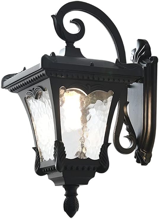 Lámparas de Pared ameno, Retro, para Exteriores, Resistente al Agua, para Porche, Color Negro, con Cristal de Agua, iluminación para el hogar, Aplique E27, lámpara de araña.