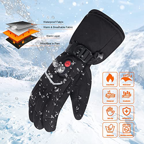 Sun Will Rechargeable Motorcycle Heated Gloves, Winter Gloves with 7.4V 2200mAh Battery for Men Women, Electric Heated… - Image 4