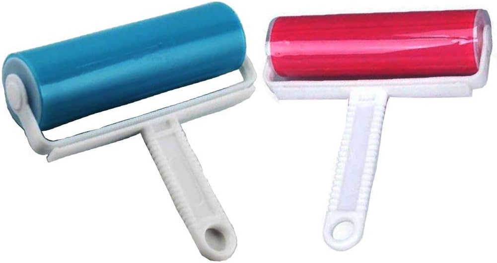 Resuable Washable Lint Roller Sticky for Pet Hair Cat Dog Remover Tool Pet Shedding Brush Cleans your Clothing Sofa (Pink, Blue)2 Pack
