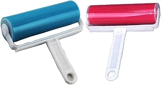 QKAIFRYSUG Resuable Washable Lint Roller Sticky for Pet Hair Cat Dog Remover Tool Pet Shedding Brush Cleans Your Clothing Sofa (Pink, Blue) 2 Pack