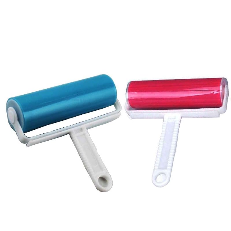 Rolo reutilizável para remover pelos de cães e gatos com superfície de silicone QKAIFRYSUG Pink&blue, 2 unidades