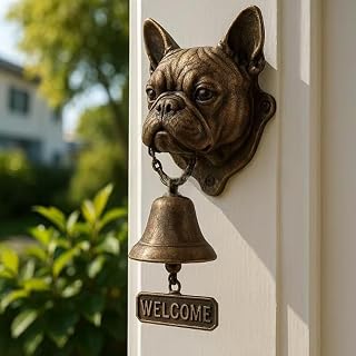 Dog Welcome Doorbell,Funny Dog Head Bell, Resin Animal-Themed Chime Wall Decoration for Entry Indoor Business Shop Gate Porch Housewarming Gift (Color 6)