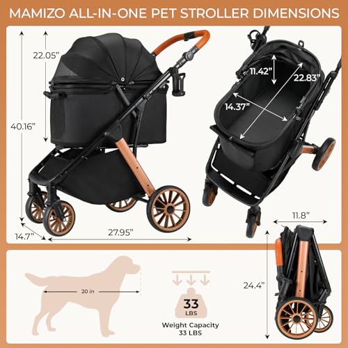 Poussette pour chiens avec roues en caoutchouc durables et sac amovible - 2