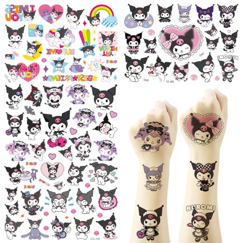 Image of MAYCREATE 4 Sheets Cartoon Temporary Tattoo Stickers for Kids Waterproof | Waterproof Wear, Easy Transfer and Removal, Cartoon Designs, 4 Sheets, Arm and Party Use, Customer Support