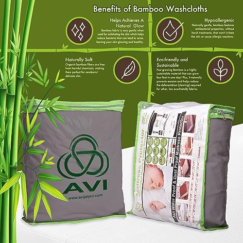 Image of AVI 100% Waterproof Premium Cotton Terry Bed Mattress Protector King Size 78x72 inch | Breathable Washable Elastic Fitted Mattresses Cover for King Size Bed (6.5x6 feet, Grey - Fit On 2-10 Inch)