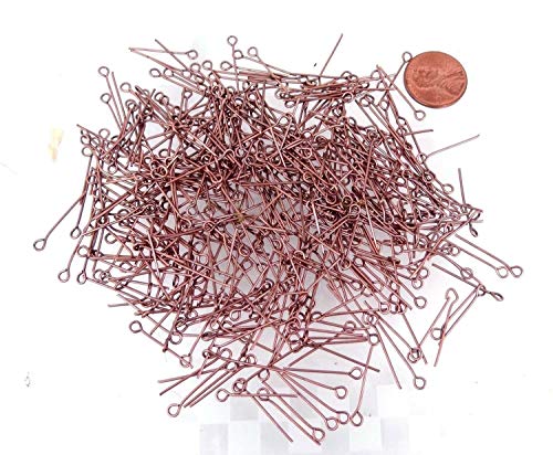 500 Eyepins Antique Copper Plated Steel Eye Pins 21 Gauge 20mm Long