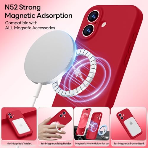 Image of LOVE 3000 Designed for iPhone 17 Case, Premium Silicone [Compatible with Magsafe][Soft Anti-Scratch Microfiber Lining] Shockproof Protective Phone Case for Men Women 6.3 inch, Red