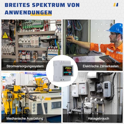 Image of Single Phase Energy Meter, AC 40-300V 100A Electric Meter 1 Phase Wattmeter DIN Rail Meter Watt KWh Voltmeter Ammeter with LCD Display, Suitable for Power Supply Systems