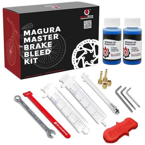 BleedZone Magura Brake Bleed Kit for Hydraulic Disc Brakes with 2X 60ml Mineral Oil Brake Fluid 20ml Syringes & Hose Fittings MT Series Compatible Easy MTB Bleed Kit for Hydraulic Brakes