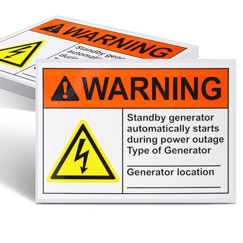 ForraFun 10 Pack Warning Standby Generator Automatically ANSI Label De