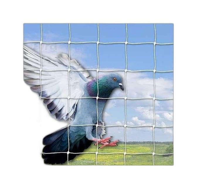 10X8 Feet Bird Control White Nylon Knotted Anti- White -Bird Net UV Stabilized Multi Filament with Tying Ropes Attached, Cable Ties & Cup Hooks|Design -119 for Home-picture-12