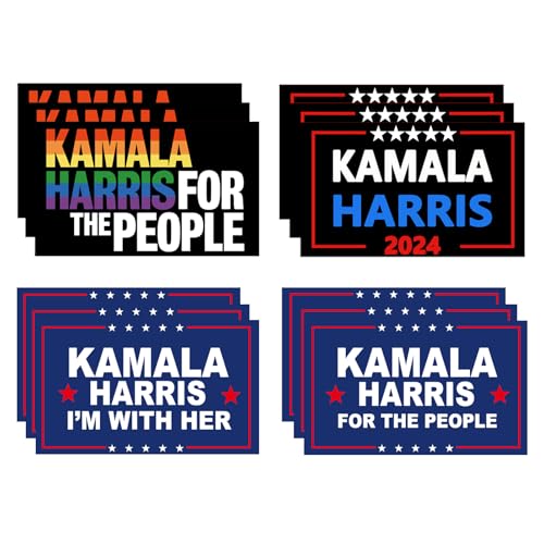 Image of 2025 Kamala Harris Stickers 12Pcs - 4 Style 6x3.6in Let`s Finish The Job for The People - Madam Funny Presidential Election USA American Decals for Bumper Scarpbook Window Cars Trucks