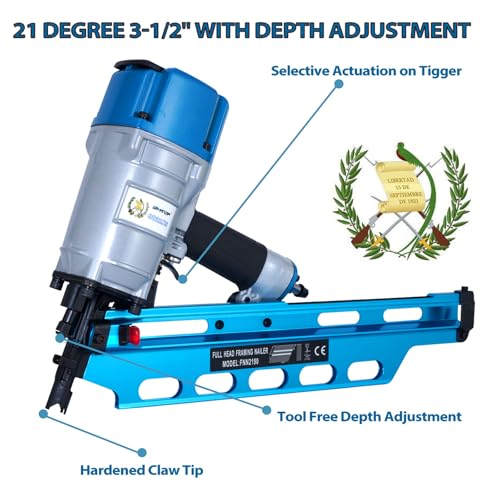 Image of Guatemala Style 9021NS Framing Nailer 21 Degree 3-1 /2 inch with Depth Adjustment Professional Air Nail Gun