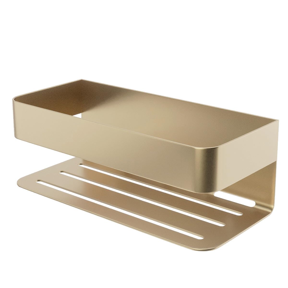 Mice - Elegante jabonera Frontal para Ducha/Bañera/Lavabo/Fregadero - Fabricada en Acero Inoxidable - Sistema de fijación Mediante Tornillos (Oro Cepillado)