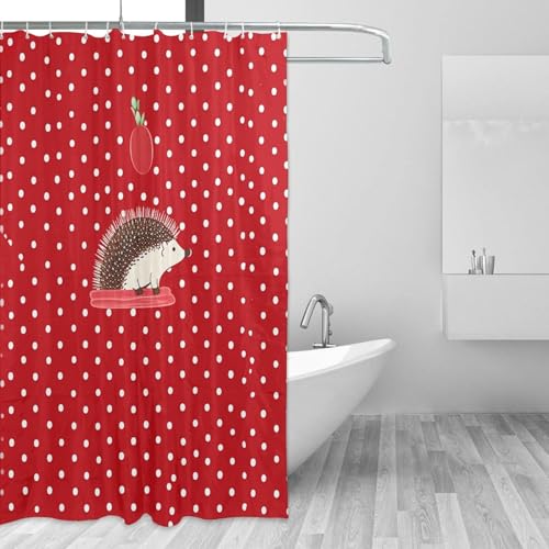 Rideau de douche imperméable 183x183 cm avec crochets motif hérisson rouge - 3
