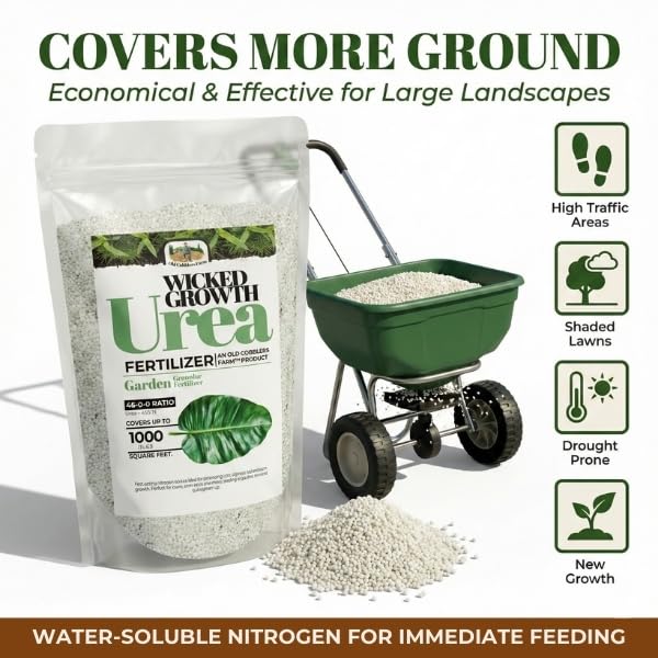 Old Cobblers Farm™ Wicked Growth High-Efficiency 46-0-0 Fertilizer - Urea - Fast-Acting Nitrogen Source for Lush Growth in Gardens & Farms -Soluble (5 lbs | 10 lbs | 15 lbs | 20 lbs) (20lbs)