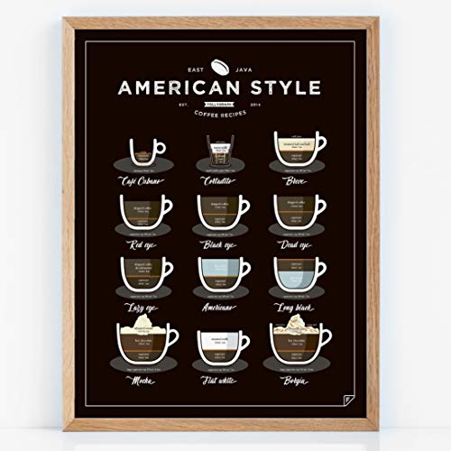 Follygraph Cartel de café - American Style Coffee - Art, póster, gráfico, Print - 21x30, 30x40 (30x40)
