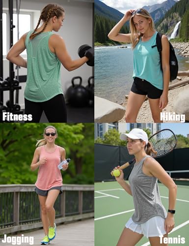 Wayleb Camiseta sin Mangas de Fitness para Mujer Espalda de Malla Chaleco Deportivo para Mujer Deportivo Yoga Tops Camisetas Tirantes para Correr
