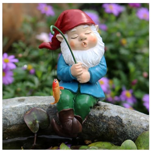 Otzoan Mini Gartenzwerg Figur, Gartenstatue aus Harz, wetterfest &...