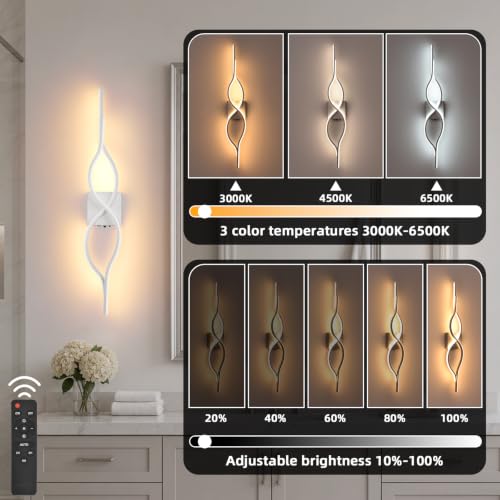 Image of Battery Operated Wall Sconces Set of 2, Sliver 31.4'' LED Dimmable Wall Sconce with Remote Control, Adjustable Color Temperature Brightness for Living Room Bedroom and Hallway Rechargeable Lighting