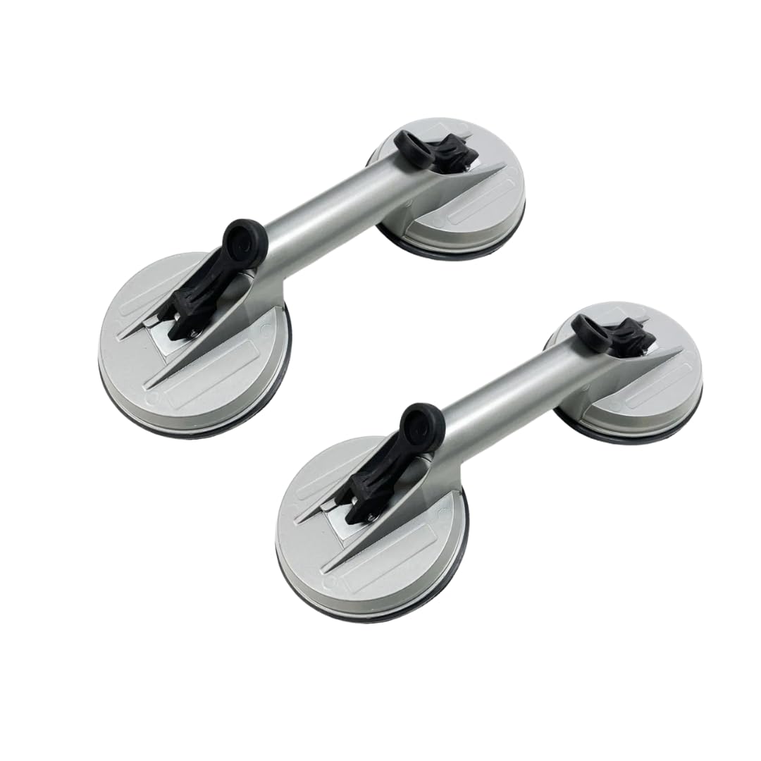 Dunnet Tools 2X Heavy Duty Suction Cup Lifter | 80kg Glass Tile Mirror Puller with Dual Sucker Plates for Lifting, Window, Porcelain Slabs, & Table Top | Strong Grip for Glass, Marble, and Tile Tools