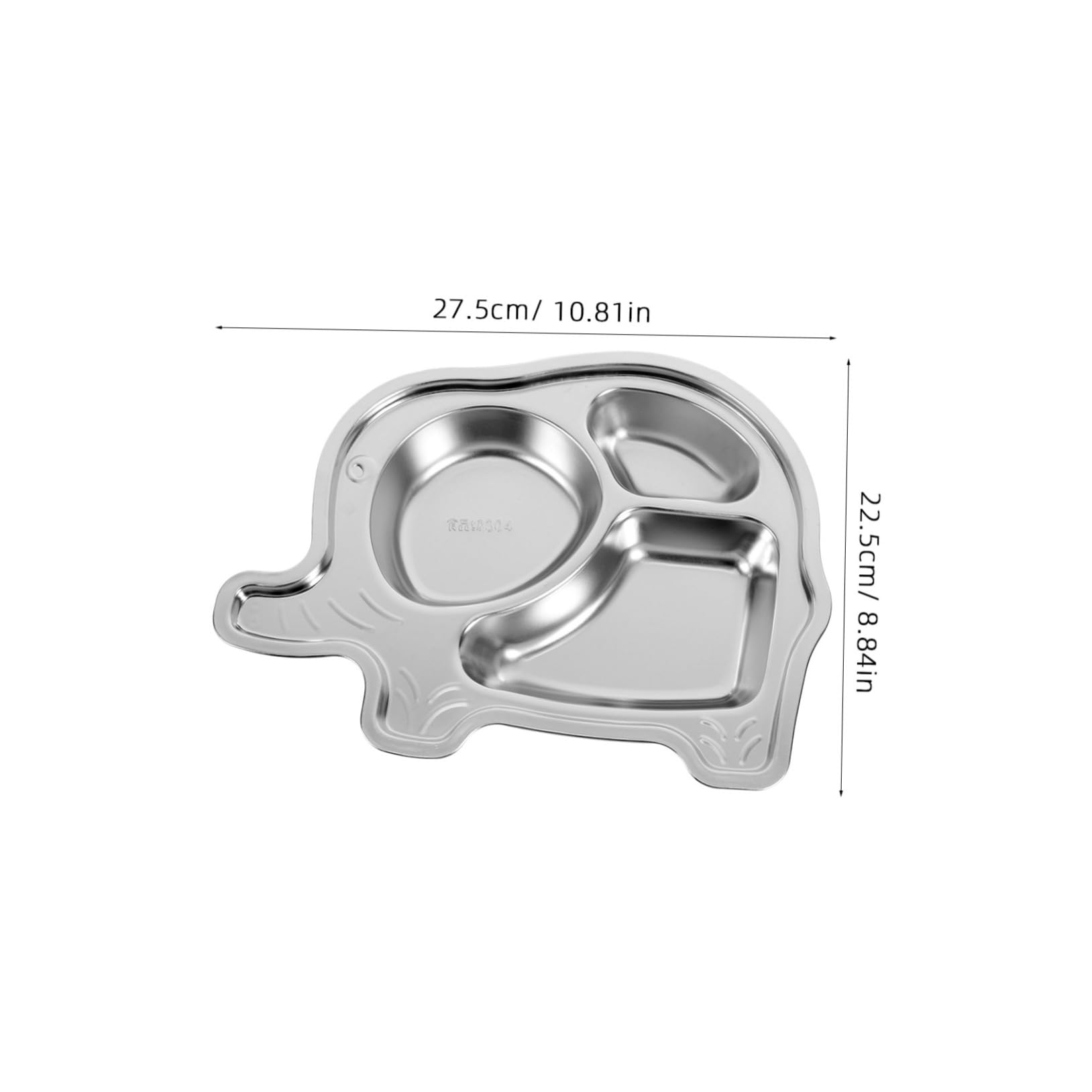 Cabilock Adorable Boys and Girls Dish Set Elephant Design Dinner Plate Stainless Steel Plates for Toddlers