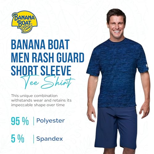 Banana Boat Men Rash Guard Short Sleeve tee Shirt for Men 100% Polyester | Waterproof | UPF 50+ | UV Protection | Quick-Dry | Space Navy Medium3
