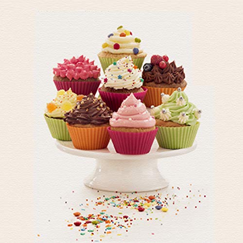 iiHOME Reusable Silicone Baking Cups Cupcake Liners Muffin Cups Cake Molds, Pack of 24 (Random color)