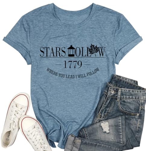Cute Graphic Star Fall Leaf Connecticut 1779 Shirts for Women Print Letter Autumn Festival Short Sleeve Tee Tops