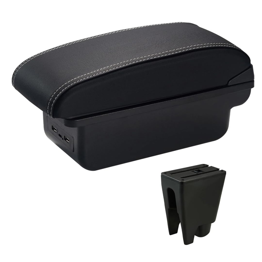 Toiumops Armrest for Peugeot 107, Car Armrest Box Center Console Store Box(C3 White Line USB)