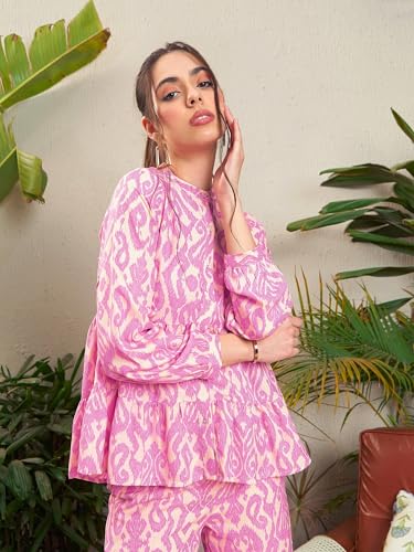 Image of Sassafras Women Set of Peplum Shirt with Palazzo Pants