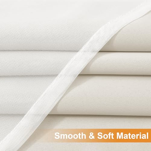 Hiasan Room Darkening Window Curtains 2 Panels with White Sheer Overlay, Grommet Double Layer Curtain Drapes 63 Inches Length Sewn with Tiebacks for Bedroom/Kids/Nursery, Ivory, 52 Inches Width by Hiasan - Used condition - Image 3