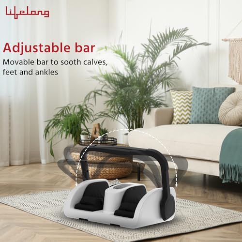 Lifelong Foot Massager with Kneading Function, Adjustable Bar, Home Use (LLM873, White) - Image 3 thumbnail