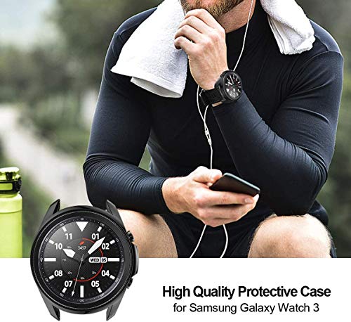 2 Pack Case for Samsung Galaxy Watch 3 45mm, Haojavo Hard PC Protector Slim Shock-Proof Cover All-Around Protective Bumper Shell for Samsung Galaxy Watch 3 45mm Smartwatch Bands Accessories