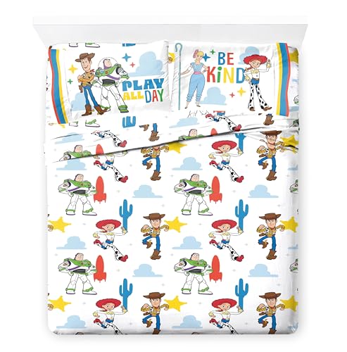 Image of Jay Franco Kids Comforter Set Includes Sheets and Pillow Cover - Soft and Cozy Bed Set for Stylish Room Decor, Blue - Toy Story, 7 Piece Full