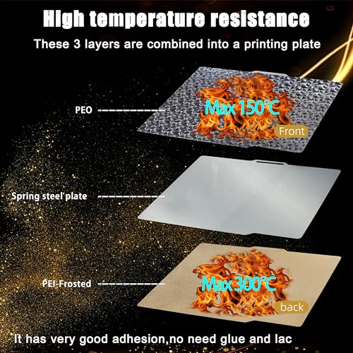 Image of Double Sided PEO PEI Build Plate for Bambu Lab X1 /X1C /X1E /P1P /P1S /A1, 257x257mm PEO+PEI Spring Steel Plate Flexible Textured Plate for Bambu Labs Series 3D Printers