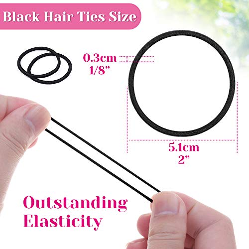 Anezus 250 Pcs Black Elastics Small Hair Ties Elastics Small Hair Rubber Bands Accessories Ponytail Holders for Women Girls Baby Toddlers Men with Thick Straight Curly Hair, 3 mm4