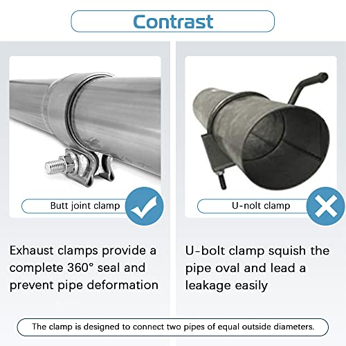 Apeixoto 2.5 Inches Stainless Steel Butt Joint Exhaust Band Seal Clamps For 2.5 Inch Id Muffer Pipes 2.5'' Exhaust Narrow Band With 1.22 Inches Width 304 Stainless Steel 2Pcs #TOP4