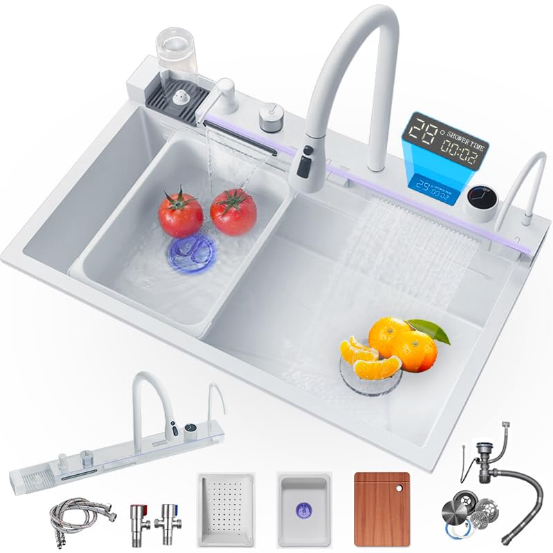 Évier De Cuisine Encastrable INOX 304 - Avec Affichage Numérique - 75x45x15 Cm - NEUF