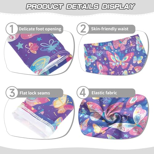 Wusikd Cartoon Butterflies Girls' Leggings Toddler Doodles Sparkling Stars Kids Yoga Pants Dance Active Tights 4T3