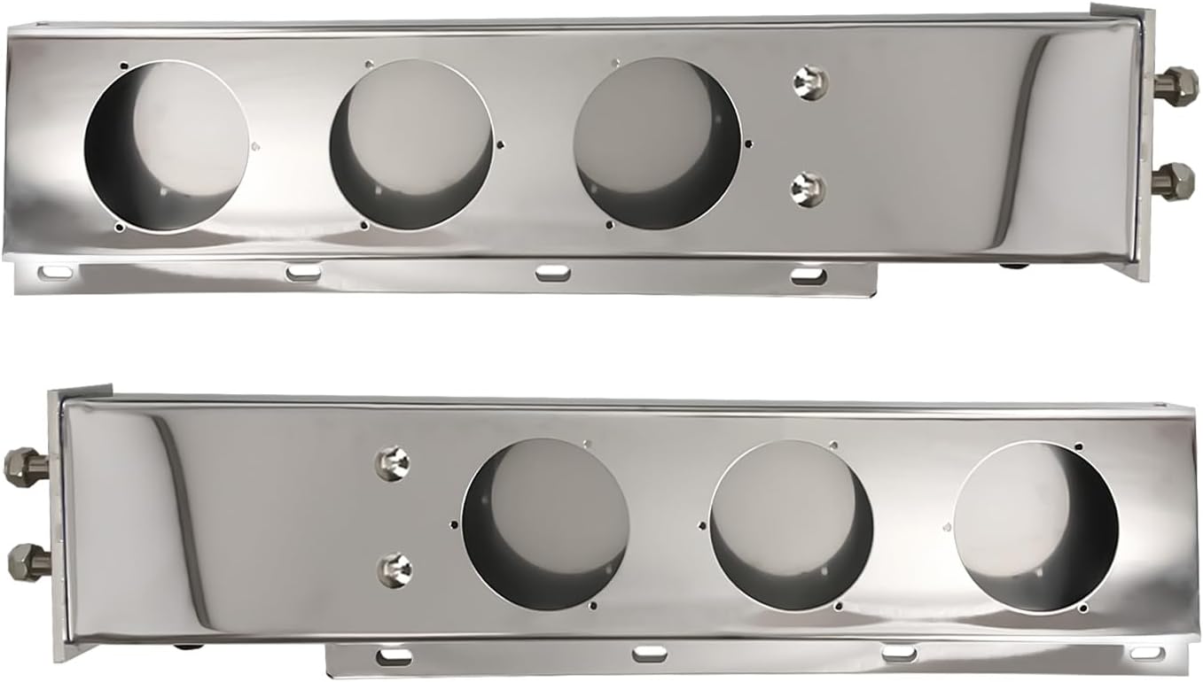 Stainless Steel Mud Flap Hanger Rear Bar with Oval Light Cutouts, 2.5" Bolt Spacing, 30" Length, Spring Loaded, Chrome (2pcs)