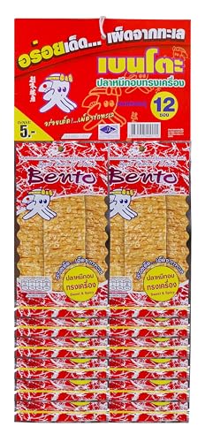 Bento Thai Snack Box Getrocknete Tintenfisch Meeresfrüchte, Geschmack - Süß & Würzig (Rot), 4 g x 12 Beutel (12 Stück)