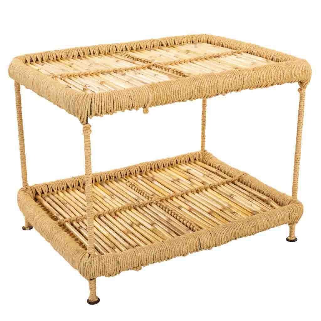 Table basse bambou et métal meuble de salon moderne table basse rectangulaire