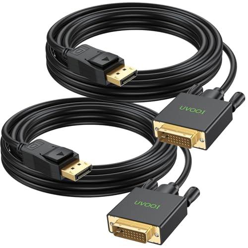 Image of UVOOI DisplayPort to DVI Cable 10ft 2-Pack, DP to DVI Cable Cord Male to Male Compatible with Computer, PC, Monitor, TV, Projector and More