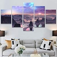 SIGNWIN 5 Panel Canvas Wall Art Modern Art Beach Dramatic Island Landscape Multicolor Photography for Home Decorations Ready to Hang - 60