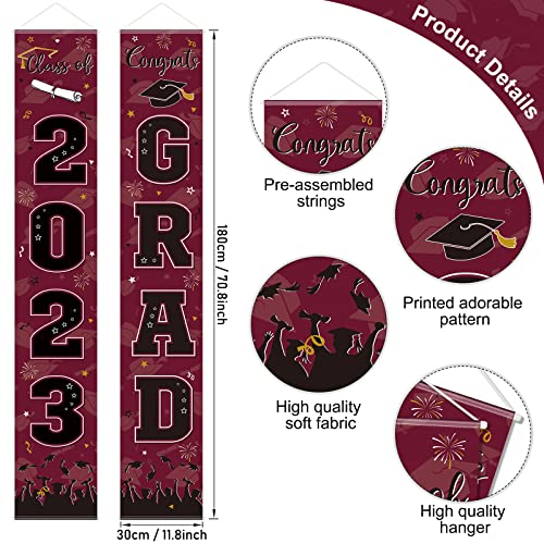 3 Pcs Graduation Door Banner Decorations Class Of 2023, Graduation Congrats Grad Door Cover Graduation Porch Sign Door Banner For College High School Graduation Party Supplies Decorations, Maroon #TOP1