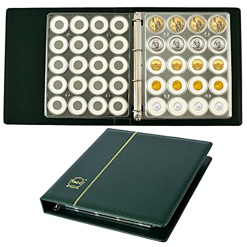 Álbum para Cápsula de Moneda Libro de Colección Monedas Suministros Verde 2