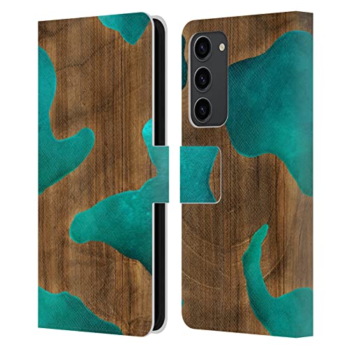 Étui portefeuille en cuir Samsung Galaxy S23+ 5G design Aqua Bois et Résine par Alyn Spiller