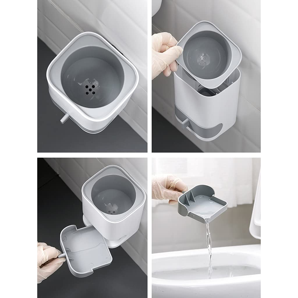 Cepillo de baño Soporte de cepillo de inodoro Cuarto de baño Larga manija de inodoro Cepillos de limpieza de pared Montaje en pared Cepillo de tazón 360 ° Sin ángulo muerto Limpieza de cepillo Accesor